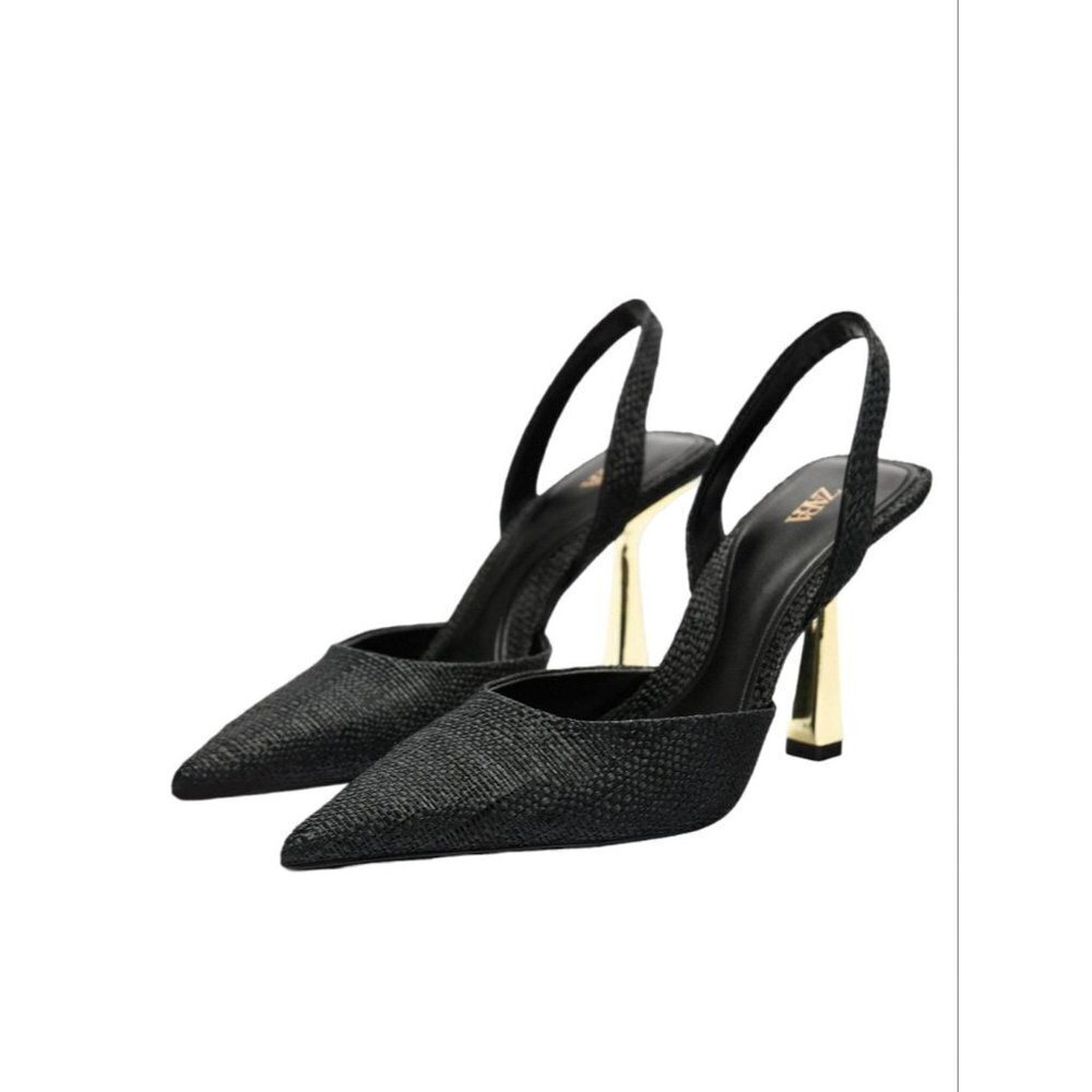 Zara Black and Gold Heels